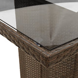 7 Piece Garden Dining Set with Cushions Brown Poly Rattan