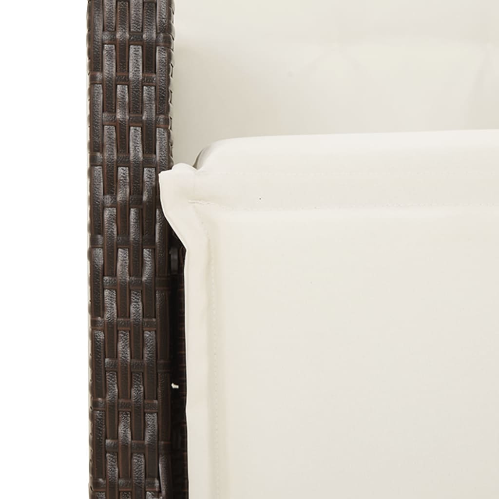 7 Piece Garden Dining Set with Cushions Brown Poly Rattan