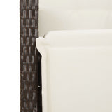 7 Piece Garden Dining Set with Cushions Brown Poly Rattan