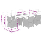 7 Piece Garden Dining Set with Cushions Brown Poly Rattan