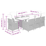 9 Piece Garden Dining Set with Cushions Light Grey Poly Rattan