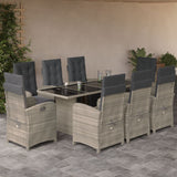 9 Piece Garden Dining Set with Cushions Light Grey Poly Rattan
