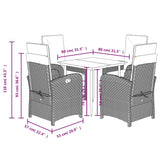 5 Piece Garden Dining Set with Cushions Grey Poly Rattan