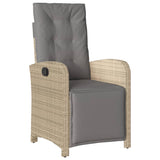 3 Piece Bistro Set with Cushions Beige Poly Rattan