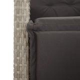 3 Piece Bistro Set with Cushions Light Grey Poly Rattan