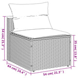 5 Piece Garden Sofa Set with Cushions Grey Poly Rattan Acacia