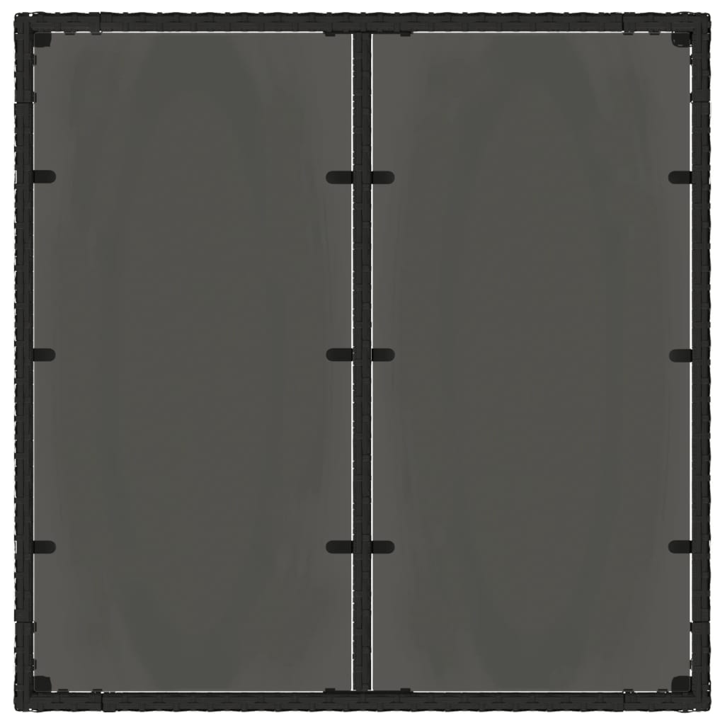 Garden Table with Glass Top Black 90x90x75 cm Poly Rattan