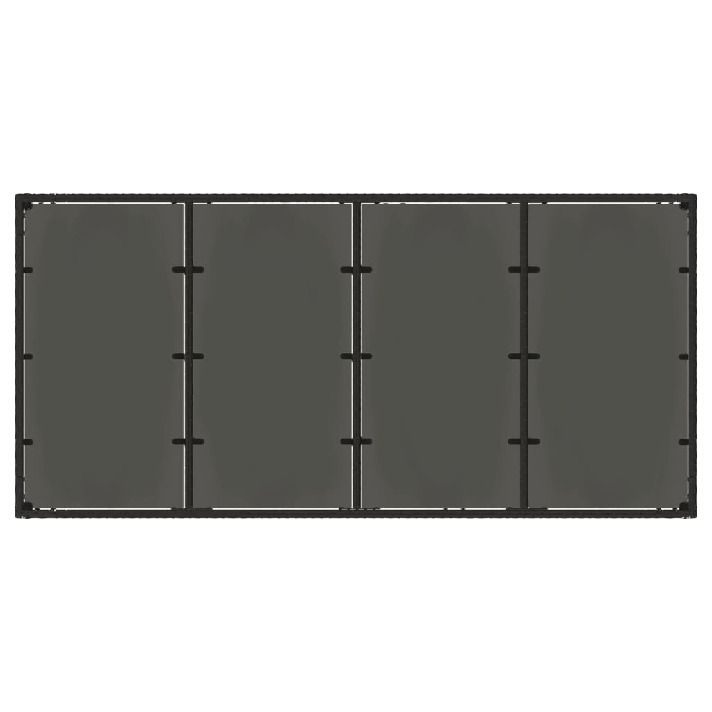 Garden Table with Glass Top Black 190x90x75 cm Poly Rattan