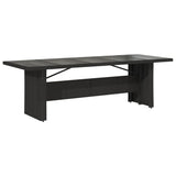 Garden Table with Glass Top Black 240x90x75 cm Poly Rattan
