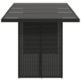 Garden Table with Glass Top Black 190x80x75 cm Poly Rattan