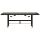 Garden Table with Glass Top Brown 190x80x75 cm Poly Rattan