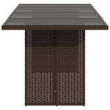 Garden Table with Glass Top Brown 190x80x75 cm Poly Rattan