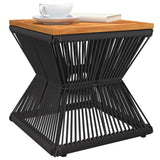 Coffee Table with Wire Base Black 38x38x38 cm Solid Wood Acacia