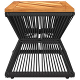 Coffee Table with Wire Base Black 38x38x38 cm Solid Wood Acacia