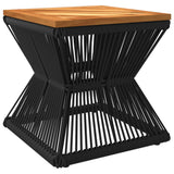 Coffee Table with Wire Base Black 38x38x38 cm Solid Wood Acacia