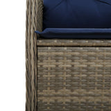 Reclining Garden Chair with Cushions Grey Poly Rattan