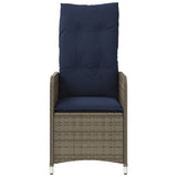 Reclining Garden Chairs 2 pcs with Cushions Grey Poly Rattan