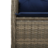 Reclining Garden Chairs 2 pcs with Table Grey Poly Rattan