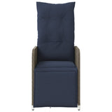 Reclining Garden Chairs 2 pcs with Cushions Grey Poly Rattan