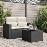 Garden Table with Glass Top Black 55x55x37 cm Poly Rattan