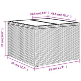 Garden Table with Glass Top Black 55x55x37 cm Poly Rattan