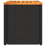 Garden Side Tables 2pcs Black 55x34x37cm Poly Rattan Solid Wood
