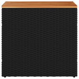 Garden Side Table with Wooden Top Black 58x27.5x55 cm Poly Rattan