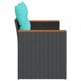 Garden Sofa with Cushions 2-Seater Black Poly Rattan