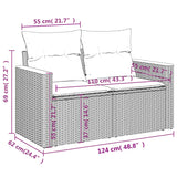Garden Sofa with Cushions 2-Seater Black Poly Rattan