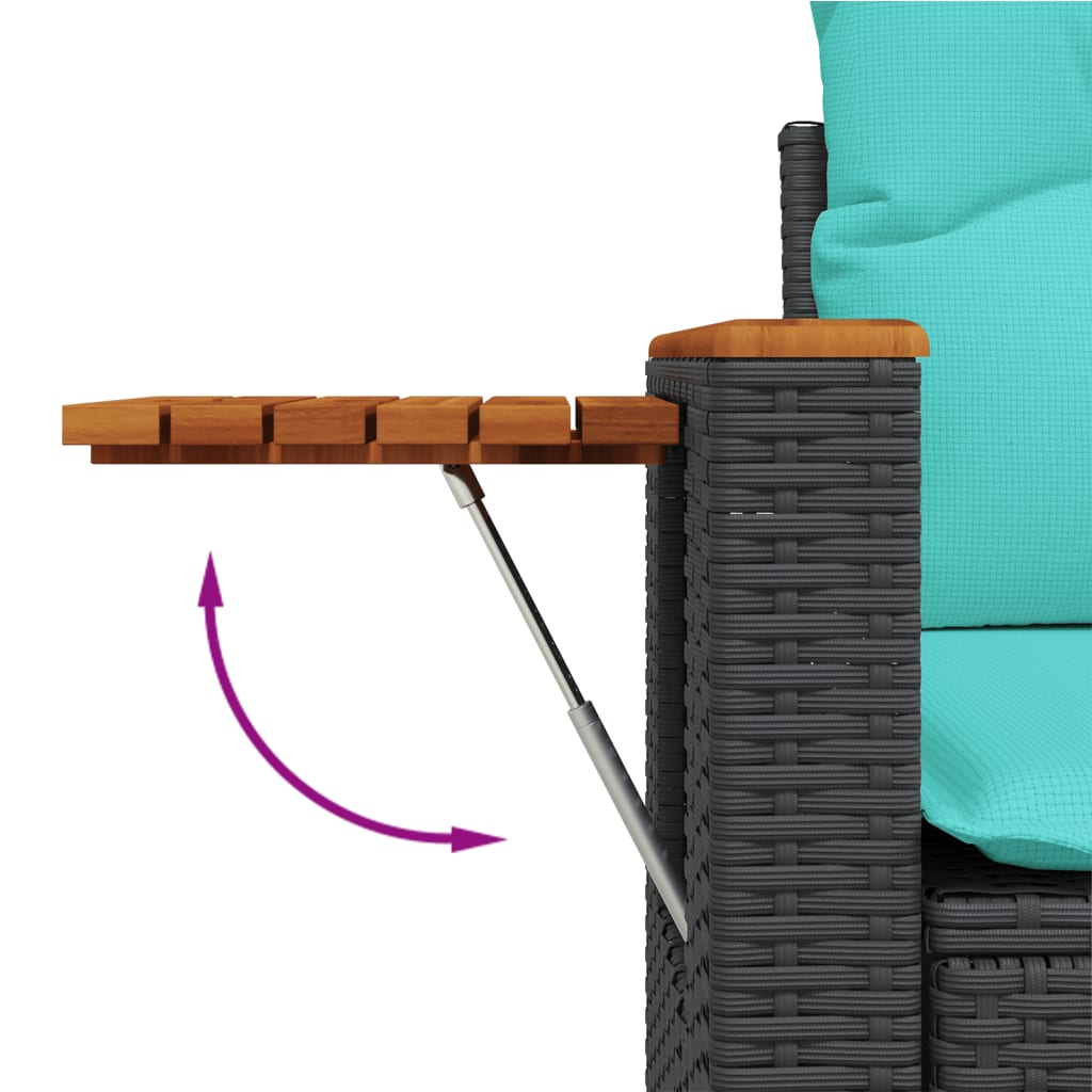 Garden Sofa with Cushions 2-Seater Black Poly Rattan