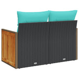 Garden Sofa with Cushions 2-Seater Black Poly Rattan