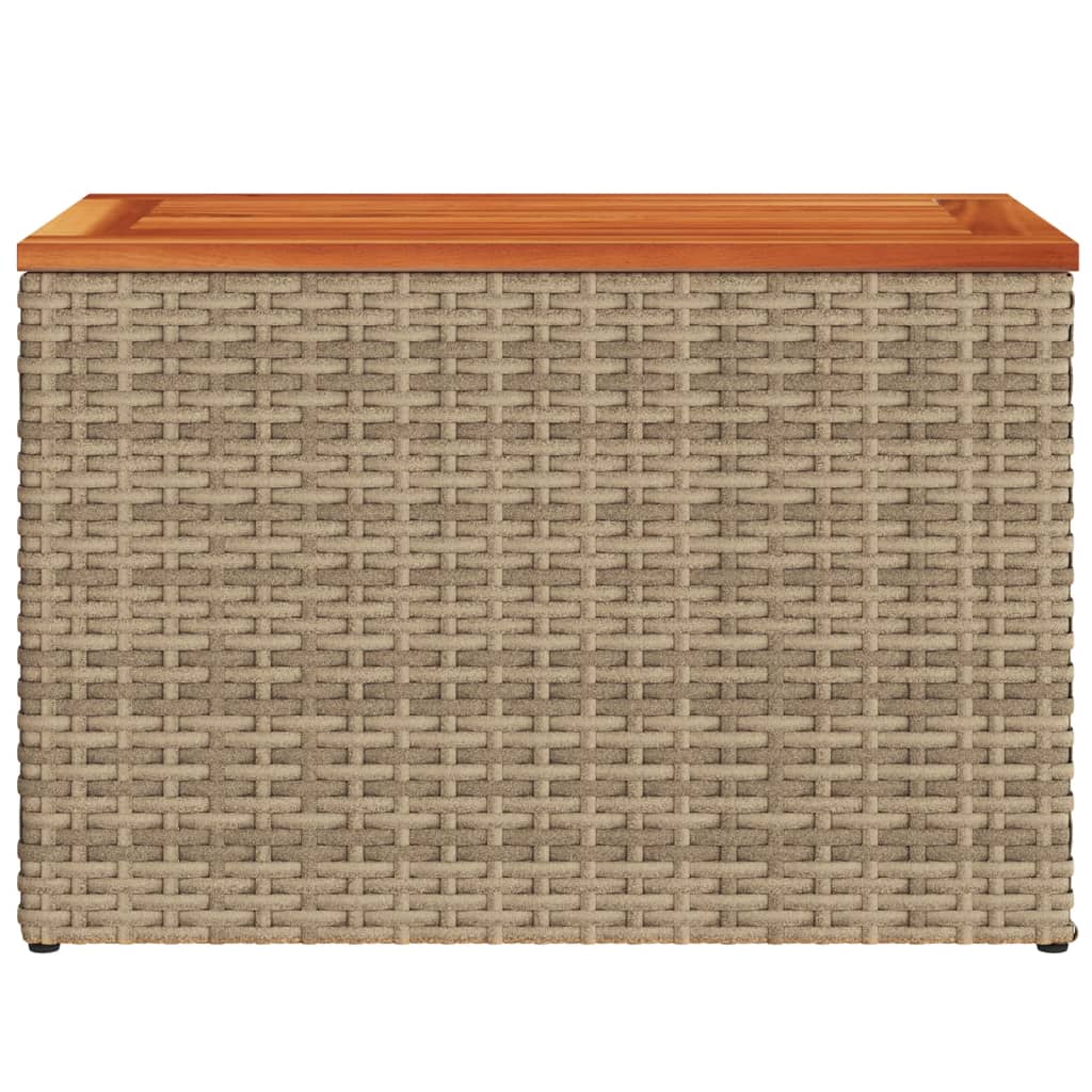 Garden Side Tables 2pcs Beige 55x34x37cm Poly Rattan Solid Wood
