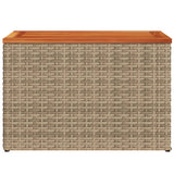 Garden Side Tables 2pcs Beige 55x34x37cm Poly Rattan Solid Wood