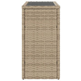 Garden Side Table with Glass Top Beige 58x27.5x55 cm Poly Rattan