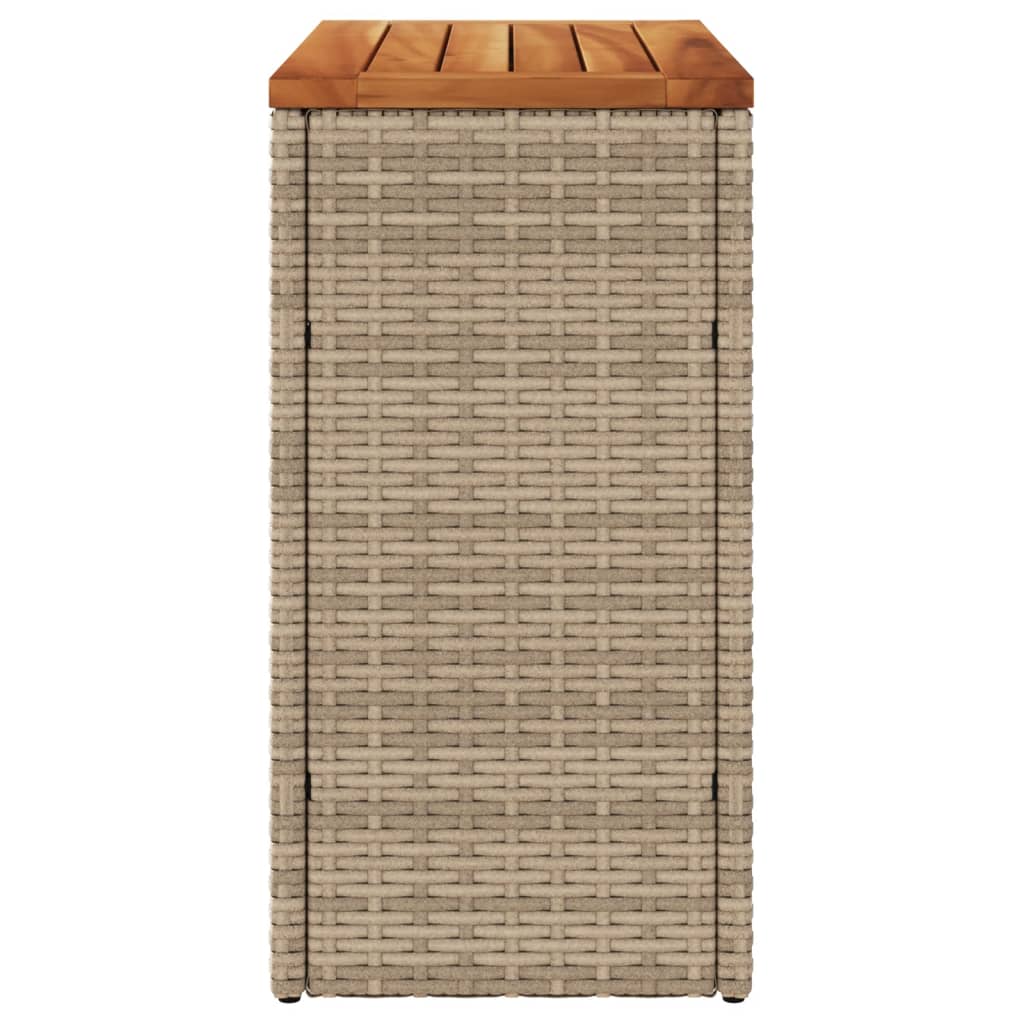 Garden Side Table with Wooden Top Beige 58x27.5x55 cm Poly Rattan