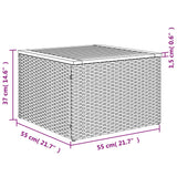 Garden Table Grey 55x55x37 cm Poly Rattan and Acacia Wood