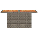 Garden Table Grey 100x55x73 cm Poly Rattan and Acacia Wood