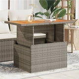 Garden Table Grey 100x55x73 cm Poly Rattan and Acacia Wood