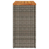 Garden Side Table with Wooden Top Grey 58x27.5x55 cm Poly Rattan