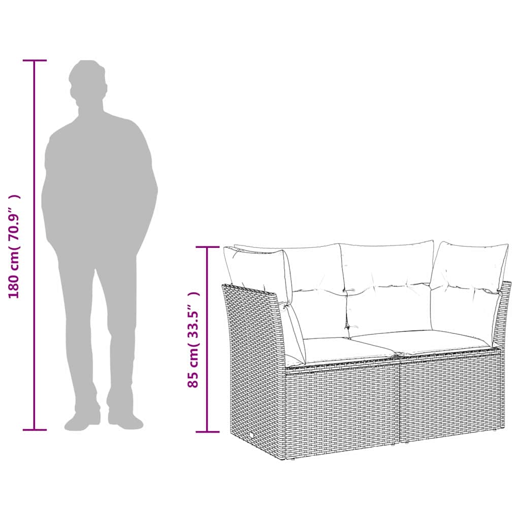 Garden Sofa with Cushion Grey 124 x 62 x 69cm Poly Rattan