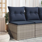 Garden Sofa with Cushion 3 pcs Grey Poly rattan
