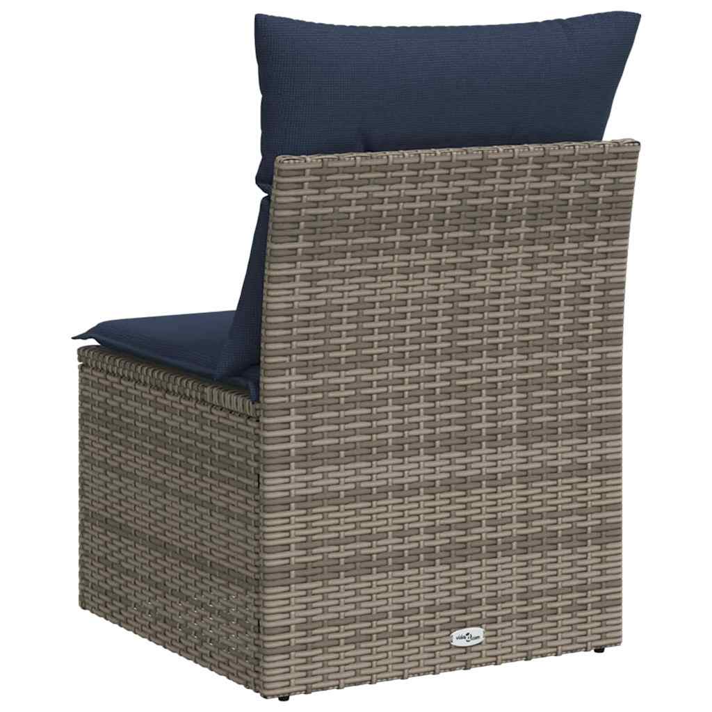 Garden Sofa with Cushion 3 pcs Grey Poly rattan