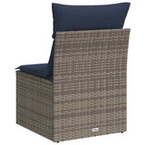 Garden Sofa with Cushion 3 pcs Grey Poly rattan