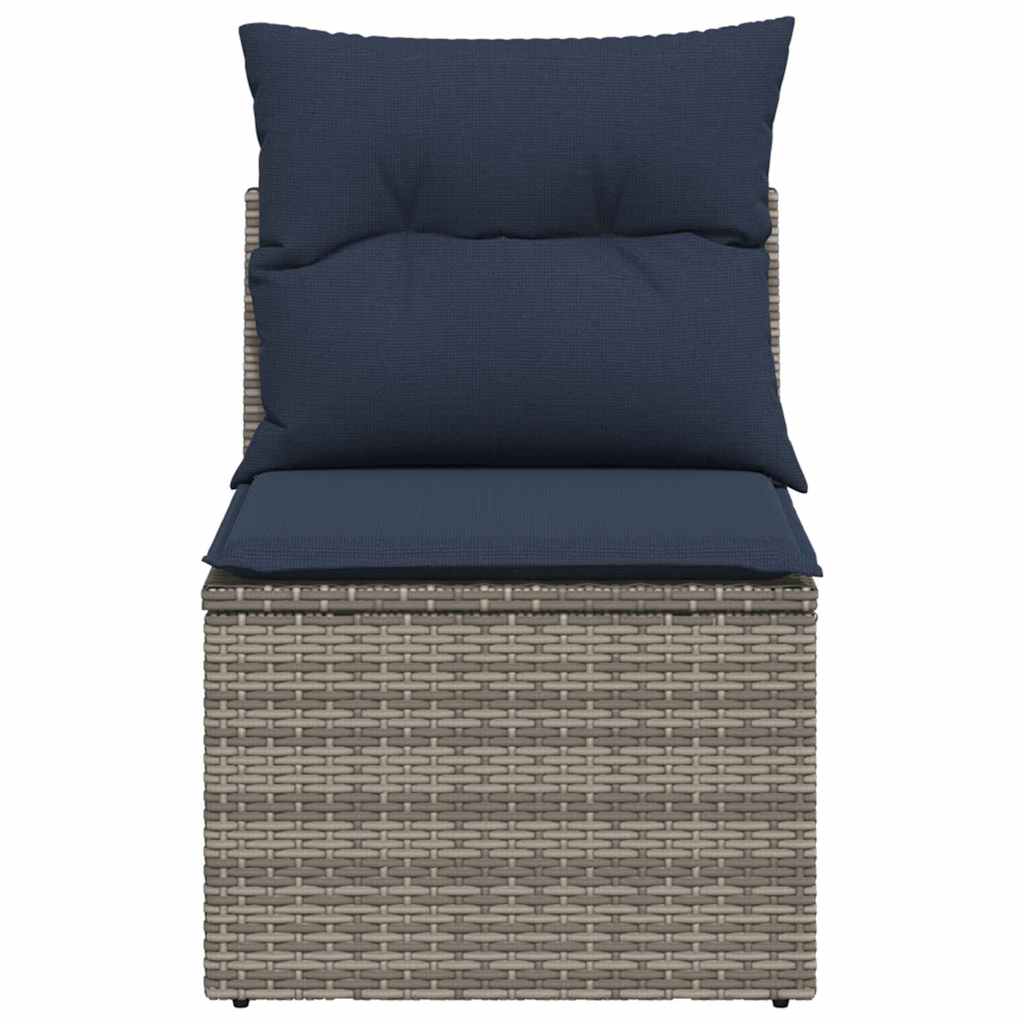 Garden Sofa with Cushion 3 pcs Grey Poly rattan
