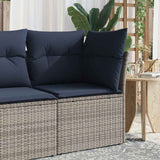 Garden Sofa with Cushion 4 pcs Grey and navy Poly rattan