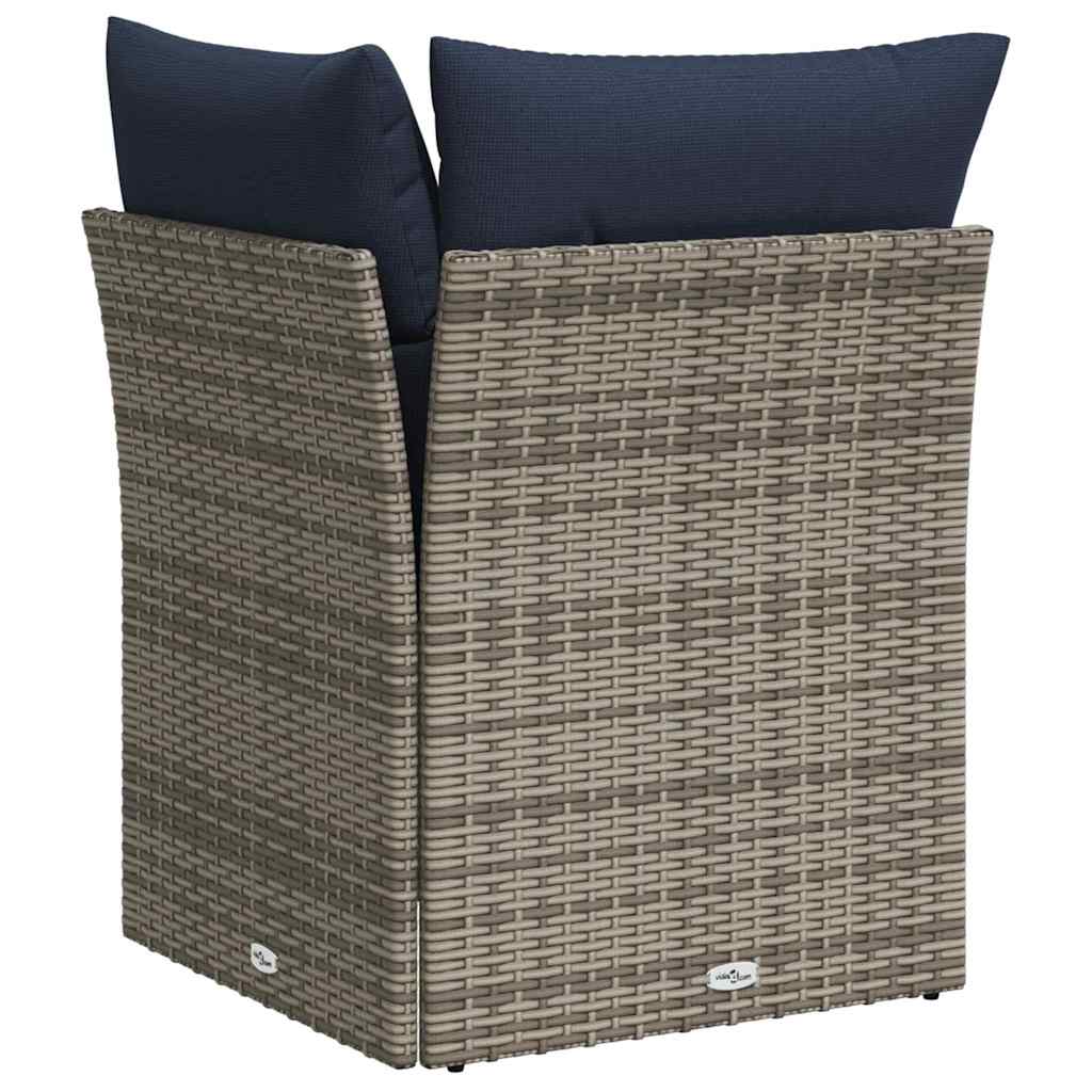 Garden Sofa with Cushion 4 pcs Grey and navy Poly rattan