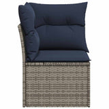 Garden Sofa with Cushion 4 pcs Grey and navy Poly rattan