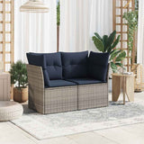 Garden Sofa with Cushion 8 pcs Grey and navy Poly rattan