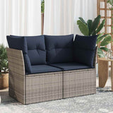 Garden Sofa with Cushion 8 pcs Grey and navy Poly rattan