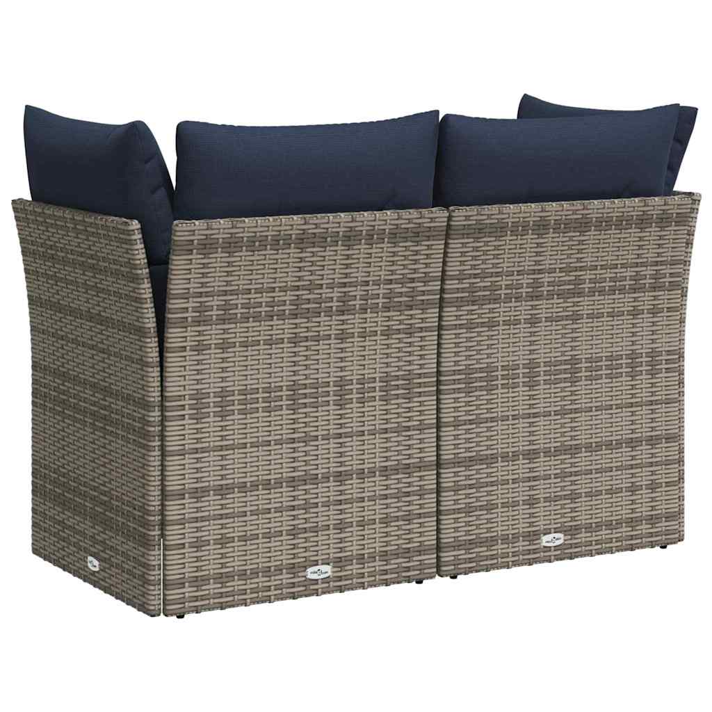 Garden Sofa with Cushion 8 pcs Grey and navy Poly rattan